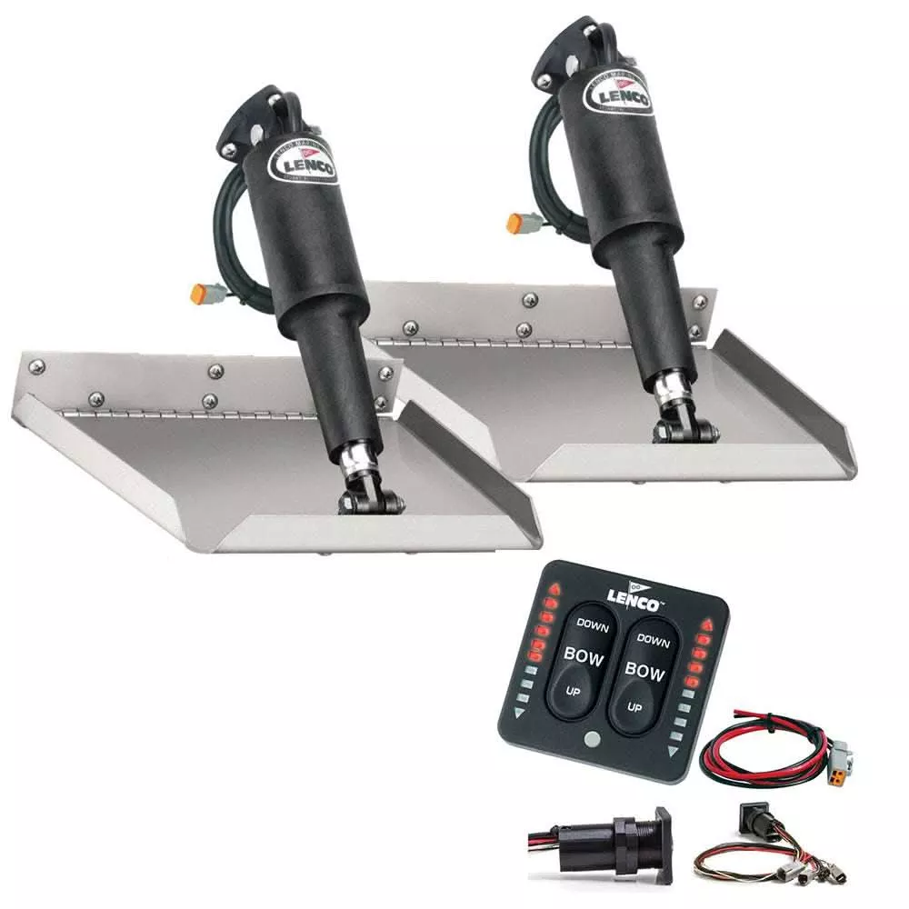 Lenco 12" x 18" Edgemount Trim Tab Kit with LED Indicator Switch Kit 12V - TT12X18EI