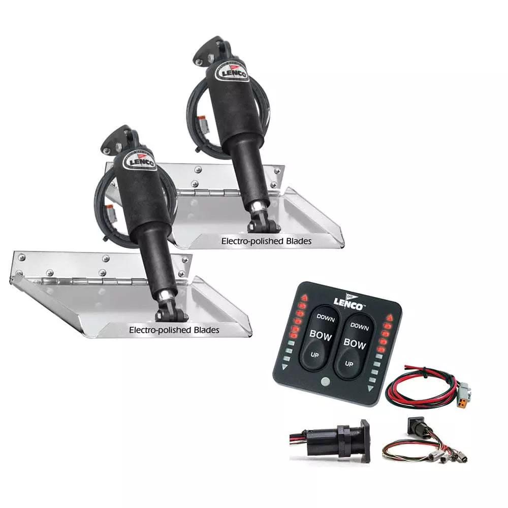 Lenco 12" x 9" Standard Performance Trim Tab Kit with LED Indicator Switch Kit 12V - RT12X9I