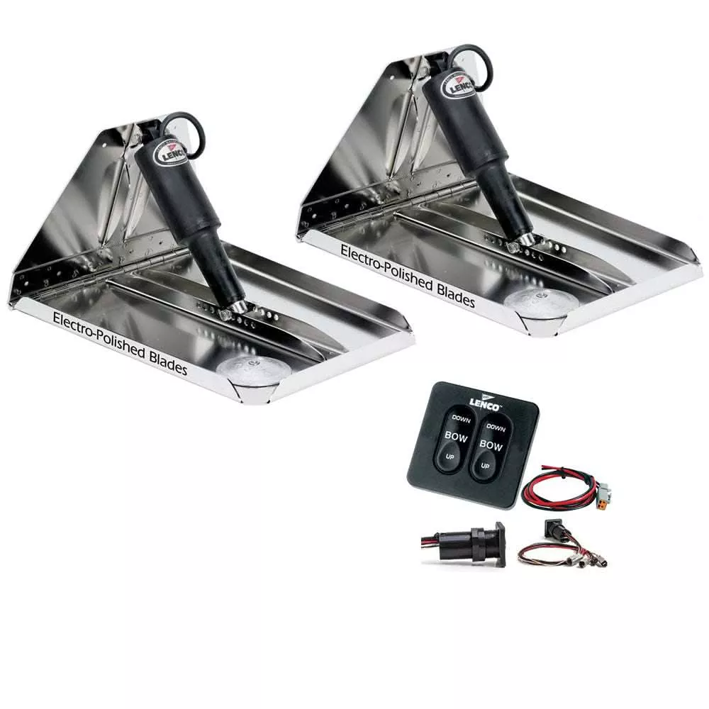 Lenco 16" x 12" Heavy Duty Performance Trim Tab Kit with Standard Tactile Switch Kit 12V - RT16X12HD