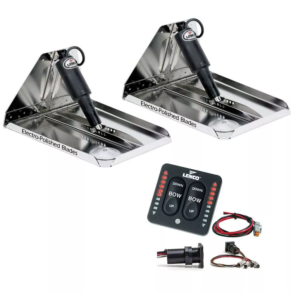 Lenco 17" x 12" Extreme Duty Performance Trim Tab Kit with LED Indicator Switch Kit 12V - RT17X12XDI