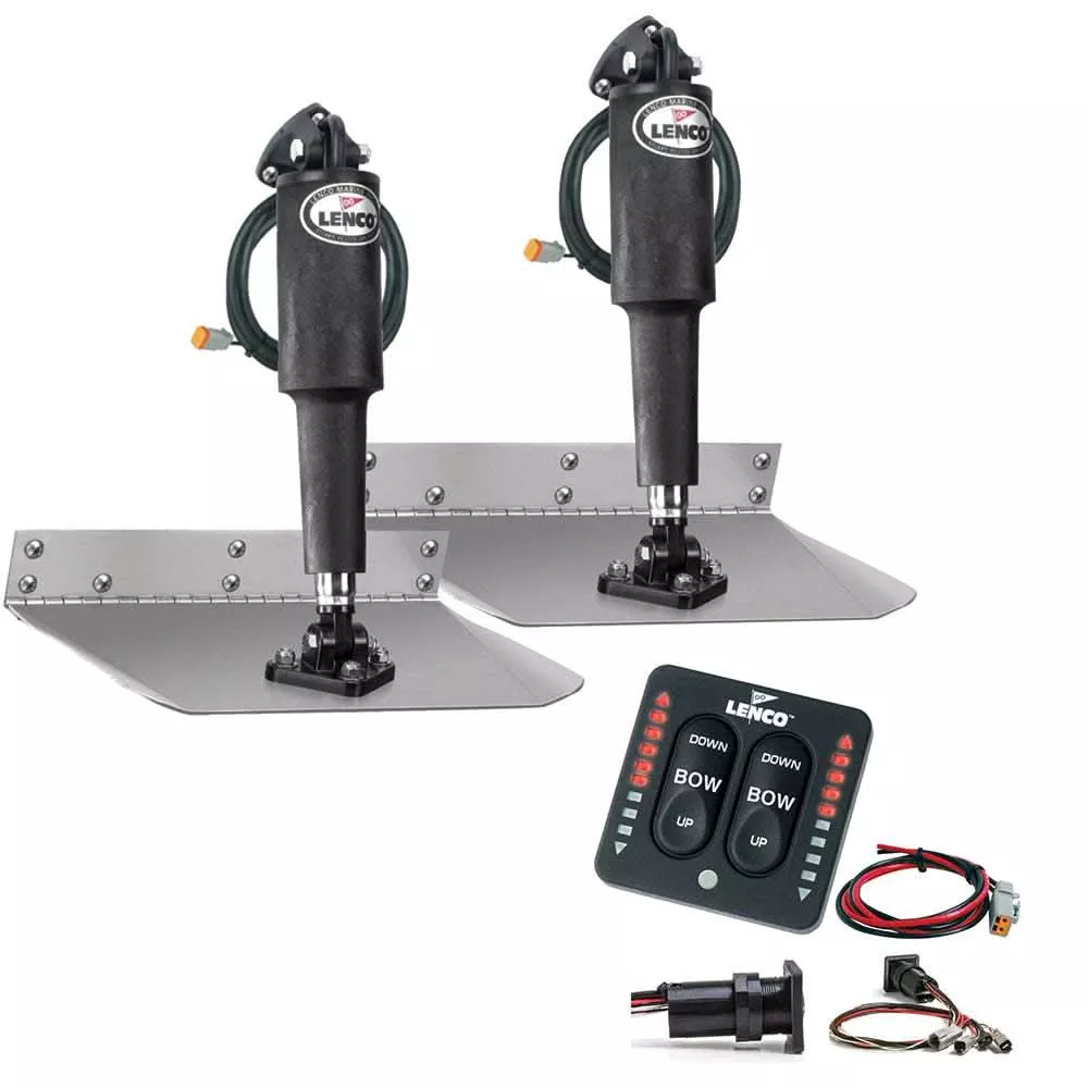 Lenco 9" x 30" Standard Trim Tab Kit with LED Indicator Switch Kit 12V - TT9X30I