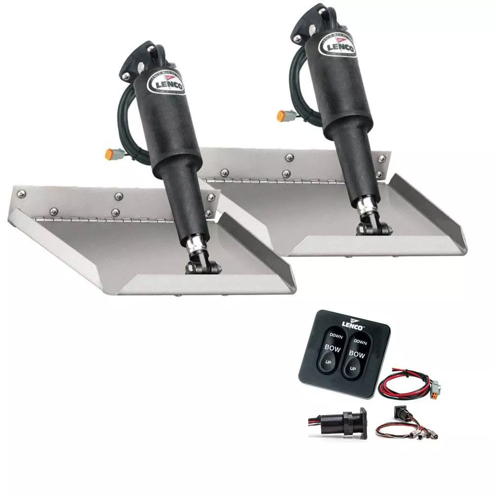 Lenco 9" x 9" Edgemount Trim Tab Kit with Standard TactileSwitch Kit 12V - TT9X9E
