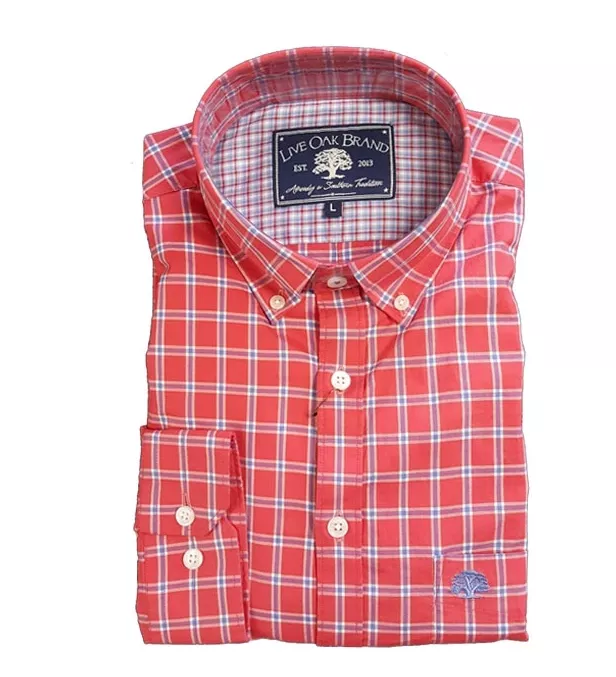 Live Oak Men’s Plaid Twill Sport Shirt