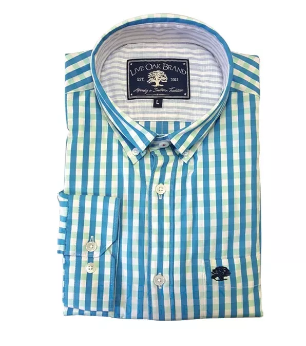 Live Oak Men’s Two Color Gingham Sport Shirt