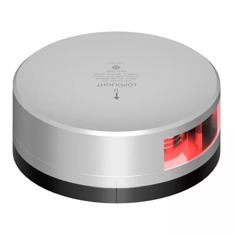 Lopolight Red Port Light – 2NM – Silver Housing w/FB Base