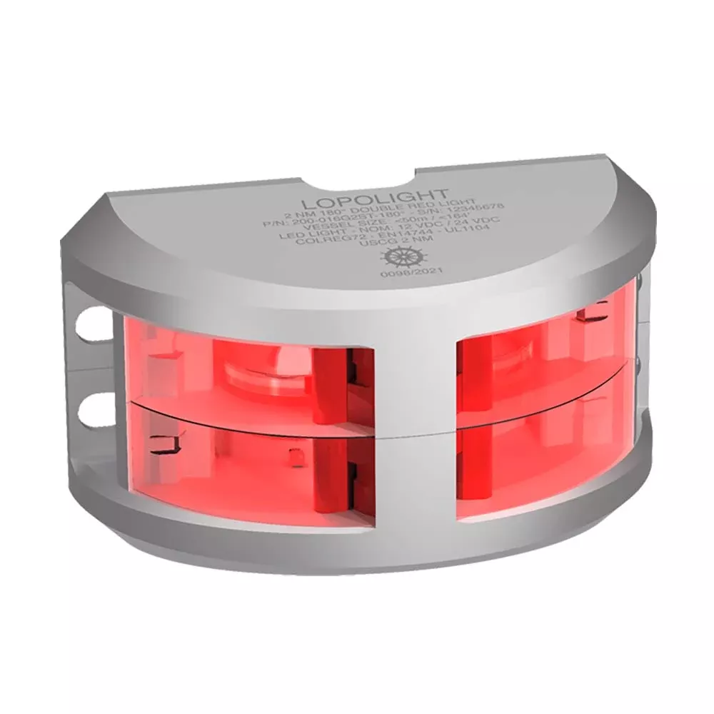 Lopolight Series 200-016 – Double Stacked Navigation Light – 2NM – Vertical Mount – Red -Black Housing [200-016G2ST-B]