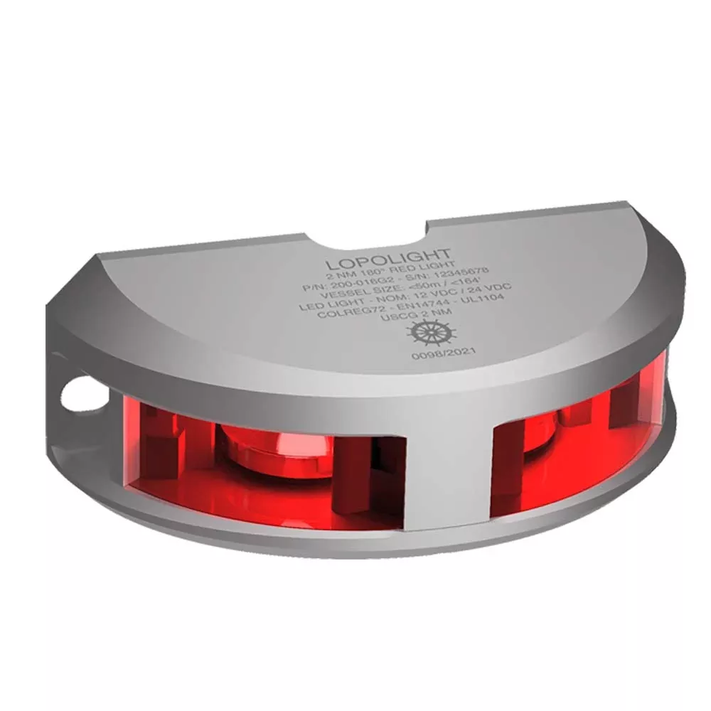 Lopolight Series 200-016 – Navigation Light – 2NM – Vertical Mount – Red – Silver Housing [200-016G2]