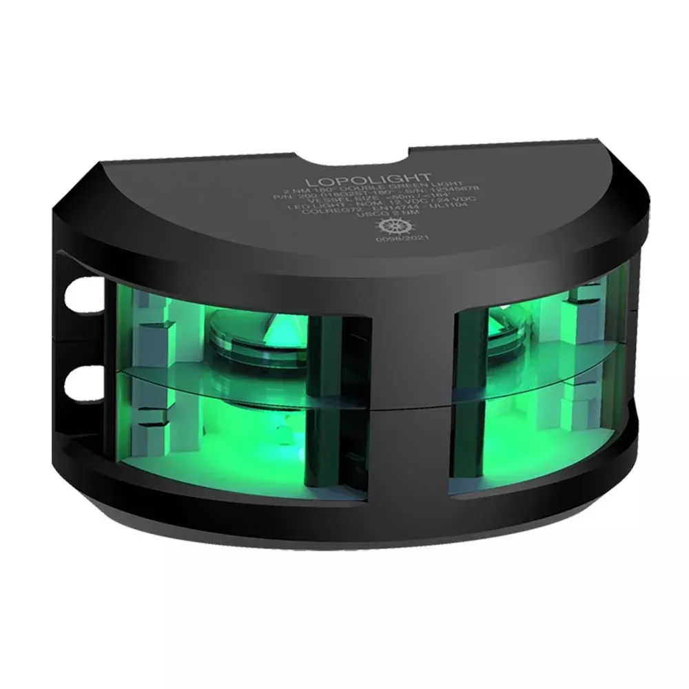 Lopolight Series 200-018 – Double Stacked Navigation Light – 2NM – Vertical Mount – Green – Silver Housing [200-018G2ST]