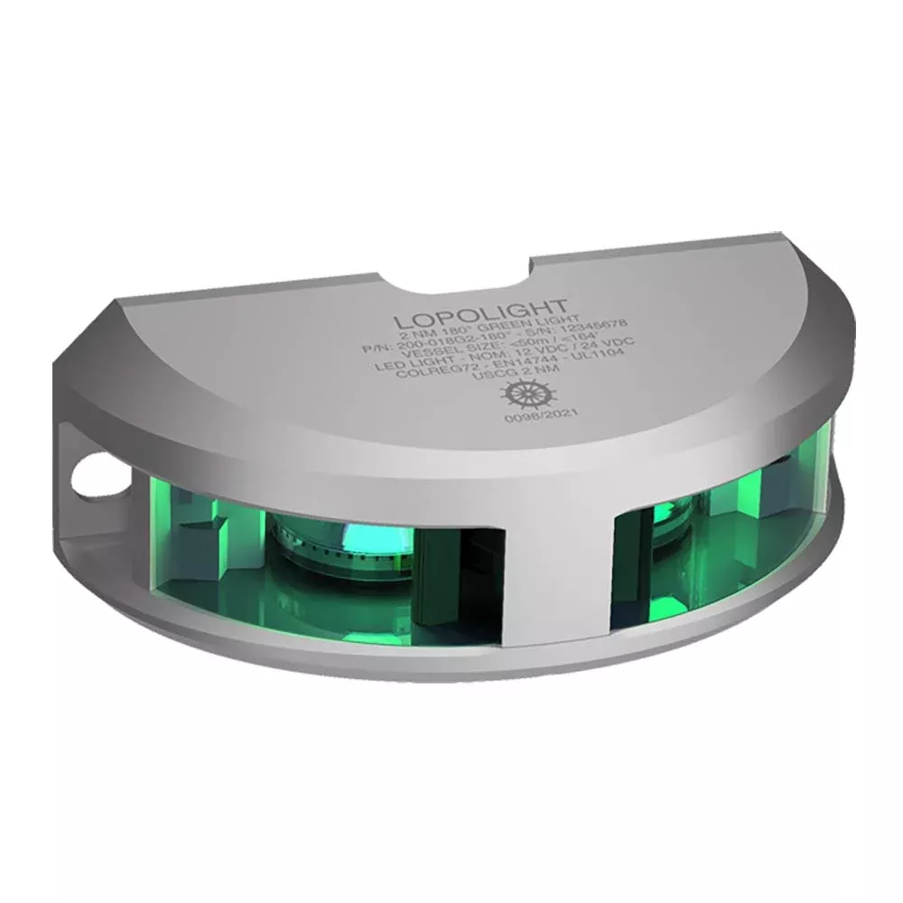 Lopolight Series 200-018 – Navigation Light – 2NM – Vertical Mount – Green – Silver Housing [200-018G2]