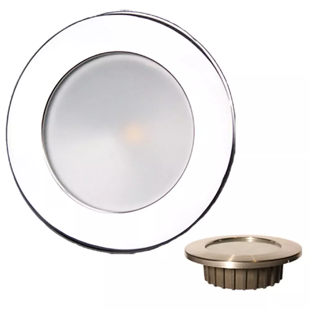 LUNASEA “ZERO EMI” RECESSED 3.5” LED LIGHT – WARM WHITE, RED W/POLISHED STAINLESS STEEL BEZEL – LLB-46WR-0A-SS