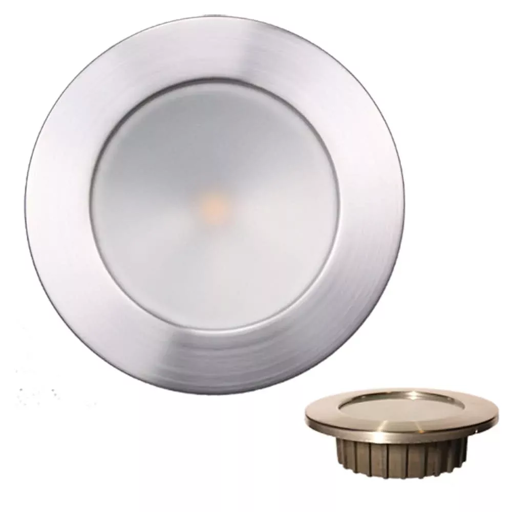 Lunasea ìZERO EMIî Recessed 3.5î LED Light - Warm White, Red with Brushed Stainless Steel Bezel - 12VDC - LLB-46WR-0A-BN