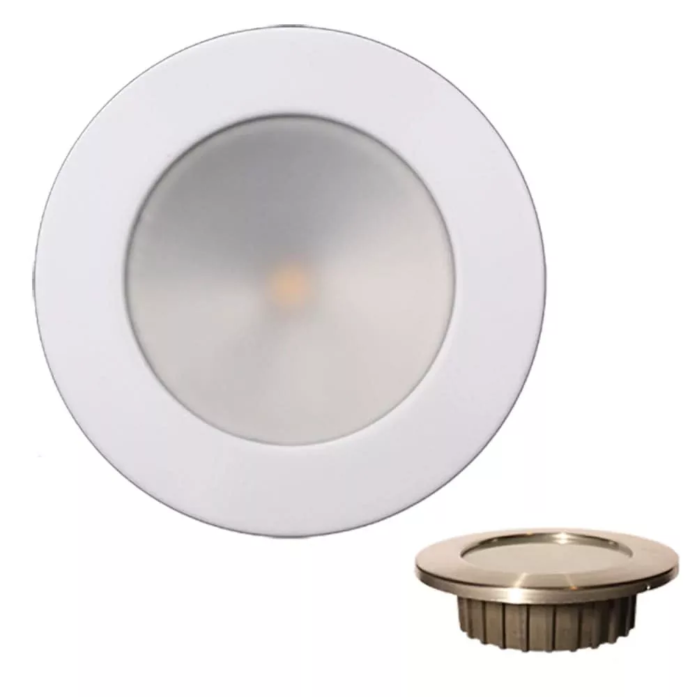 Lunasea “ZERO EMI” Recessed 3.5” LED Light – Warm White, Red with White Stainless Steel Bezel – 12VDC – LLB-46WR-0A-WH