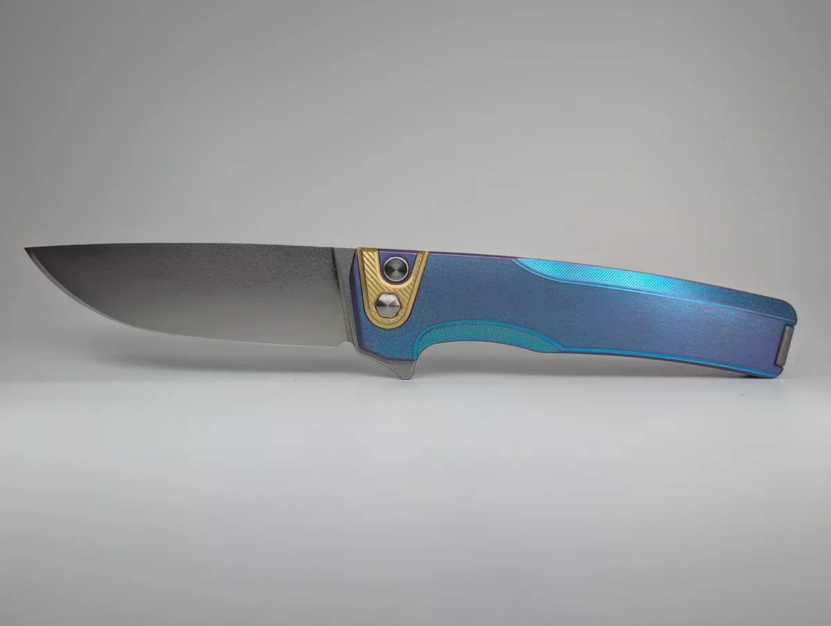 MachineWise Sonora Cotton Candy Ti ( S90V | Brass Bolster | (Smooth) Integral Buttonlock Folding Knife #1905
