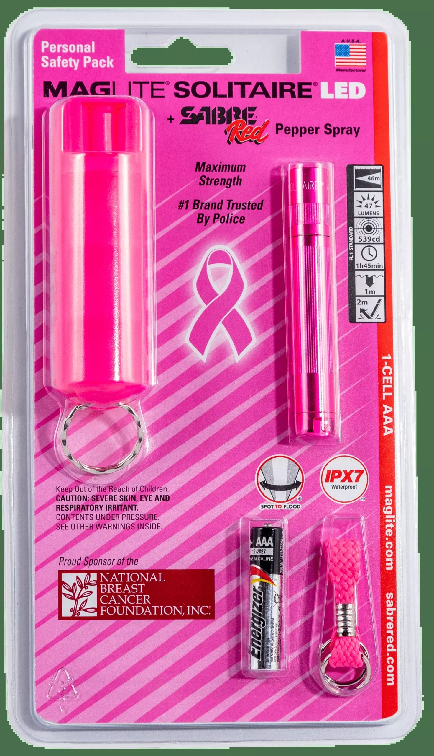 Maglite Solitaire, Mlt Sj3auc6 Solitaire And Pepper Spray Pink
