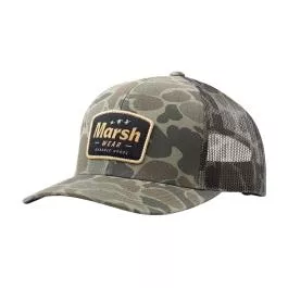 Marsh Wear Men's Formation Trucker Snapback Hat - Dark Green Mallard Camo