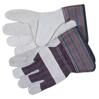MCR Safety 12010 Split Leather Palm Work Gloves w/ 2.5" Rubberized Cuff