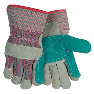 MCR Safety 1211J Split Leather Jointed Double Palm Work Gloves w/ 2.5" Rubberized Cuff