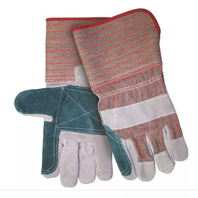 MCR Safety 1212 Split Double Leather Palm Work Gloves w/ 4.5" Rubberized Long Gauntlet Cuff