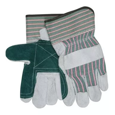 MCR Safety 1230DP Split Double Leather Palm Work Gloves 2.5" Rubberized Cuff