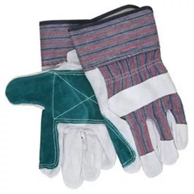 MCR Safety 1311 Split Leather Double Palm Work Gloves w/ 2.5" Rubberized Cuff