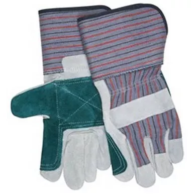 MCR Safety 1312 Long Gauntlet Split Leather Double Palm Work Gloves w/ 4.5" Rubberized Cuff