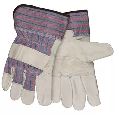 MCR Safety 1931 Economy Grain Leather Palm Work Gloves w/ Patch Palm & 2.5" Safety Cuff