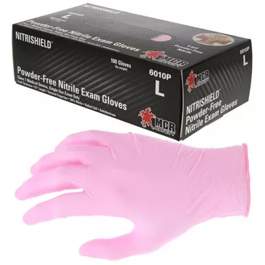 MCR Safety 6010P NitriShield™ 4 mil Pink Disposable Powder-Free, Textured Grip Medical Grade Nitrile Gloves