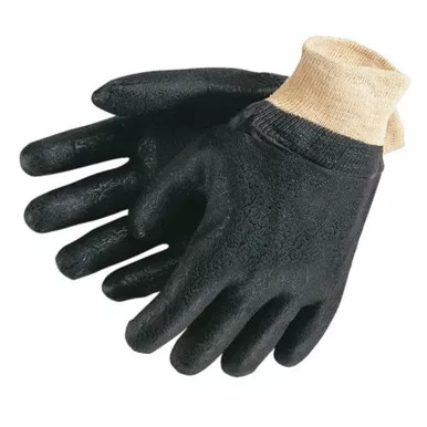MCR Safety 6500S Double Dipped Textured Black PVC Coated, Soft Interlock Lined Work Gloves w/ Knit Wrist