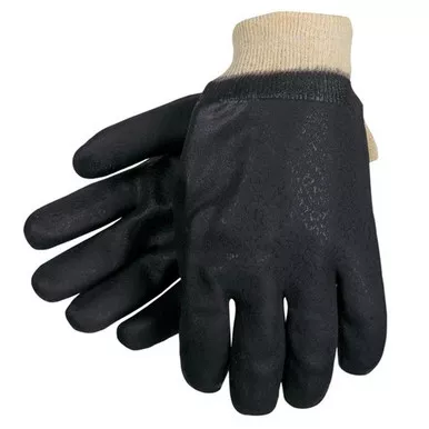 MCR Safety 6500SJ Double Dipped Textured Black PVC Coated, Soft Jersey Lined Work Gloves w/ Knit Wrist