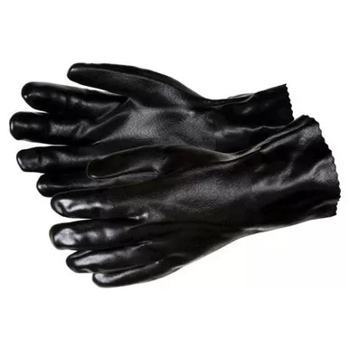 MCR Safety 6524SJ 14" Double Dipped Sandy Black PVC Coated, Soft Jersey Lined Work Gloves