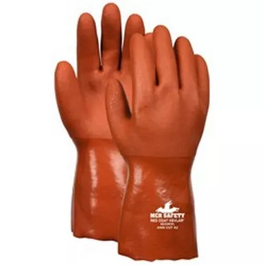 MCR Safety 6620KV Red Coat 12" Double Dipped Flexible Sandy Red PVC Coated, Kevlar/Cotton Plaited Lined Work Gloves