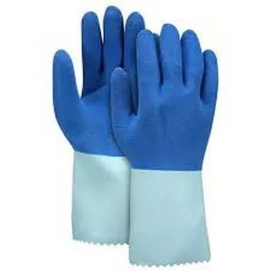 MCR Safety 6890 Etched Double Dipped Blue Latex, Interlock Liner, ActiFresh Treated Work Gloves