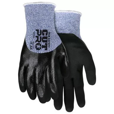 MCR Safety 92753 Cut Pro 13 Gauge HyperMax™ Blue & White Shell, Double Dipped Foam Nitrile Coated Palm Over Flat Nitrile Dip, Cut, Abrasion & Puncture Resistant Work Gloves