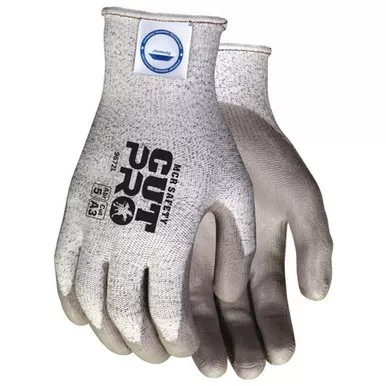 MCR Safety 9672 Cut Pro 13 Gauge Dyneema Diamond Technology Shell, Gray Polyurethane Coated Palm & Fingertips, Cut Resistant Work Gloves Treated w/ ActiFresh