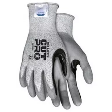 MCR Safety 9672RE Cut Pro 13 Gauge Dyneema Diamond Technology Shell, Gray Polyurethane Coated Palm & Fingertips, Reinforced Thumb Crotch & Forefinger, Cut Resistant Work Gloves Treated w/ ActiFresh