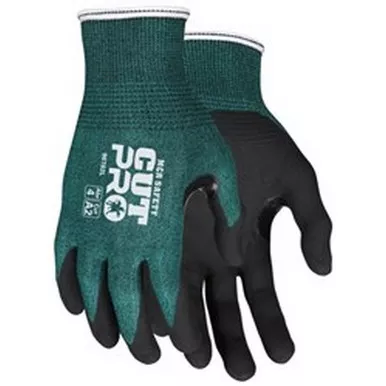 MCR Safety 96782 Cut Pro 18 Gauge Green Hypermax™ Shell, Black Nitrile Foam Coated Palm & Fingertips, Cut, Abrasion & Puncture Resistant Work Gloves w/ Reinforced Thumb Crotch