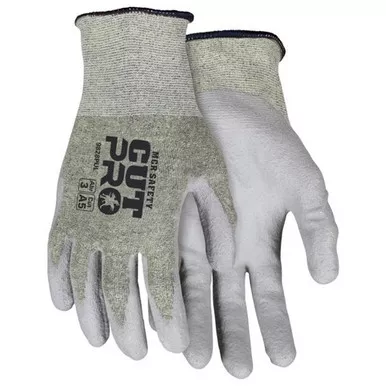 MCR Safety 9828PU Cut Pro 18 Gauge ARX Aramid Shell, Gray Polyurethane Coated Palm & Fingertips, ActiFresh Treated, Cut, Abrasion & Puncture Resistant Work Gloves
