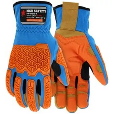 MCR Safety FF2931 ForceFlex MaxGrid™ Reinforced Padded Palm, Two-Way Spandex Back, Cut Resistant Mechanics Gloves w/D3O on Back of Hand & Padded Palm