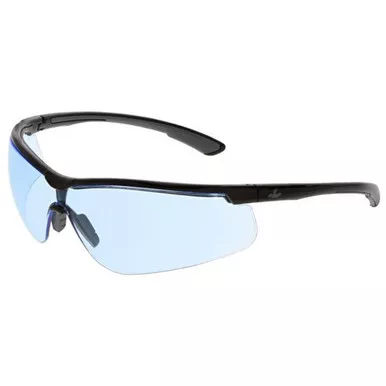 MCR Safety KD713AF Klondike KD7 Extremely Low Profile & Lightweight Black Frame Safety Glasses w/ Light Blue UV-AF Anti-Fog Lens