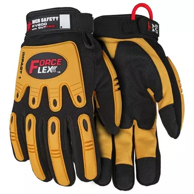 MCR Safety KV200 Cut Pro ForceFlex Cut Resistant Kevlar & TPR on Back of Hand & Fingers Mechanics Gloves