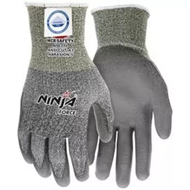 MCR Safety N9677 Cut Pro Ninja Force 13 Gauge Dyneema Diamond Technology Shell, PU Coated Palm & Fingertips, ActiFresh Treated, Cut & Abrasion Resistant Work Gloves