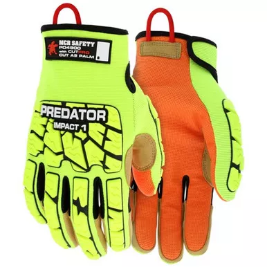 MCR Safety PD4900 Predator MAXGrid Pattern Palm & Fingers, Hi-Vis Tread TPR Back, Kevlar Cut Resistant Liner Mechanics Gloves w/ Reinforced Thumb Crotch & Hybrid Fourchettes