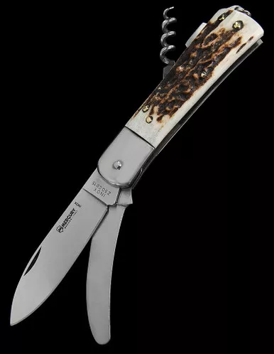 Mercury Hunter Stag Three Use Lockback Corkscrew Penknife