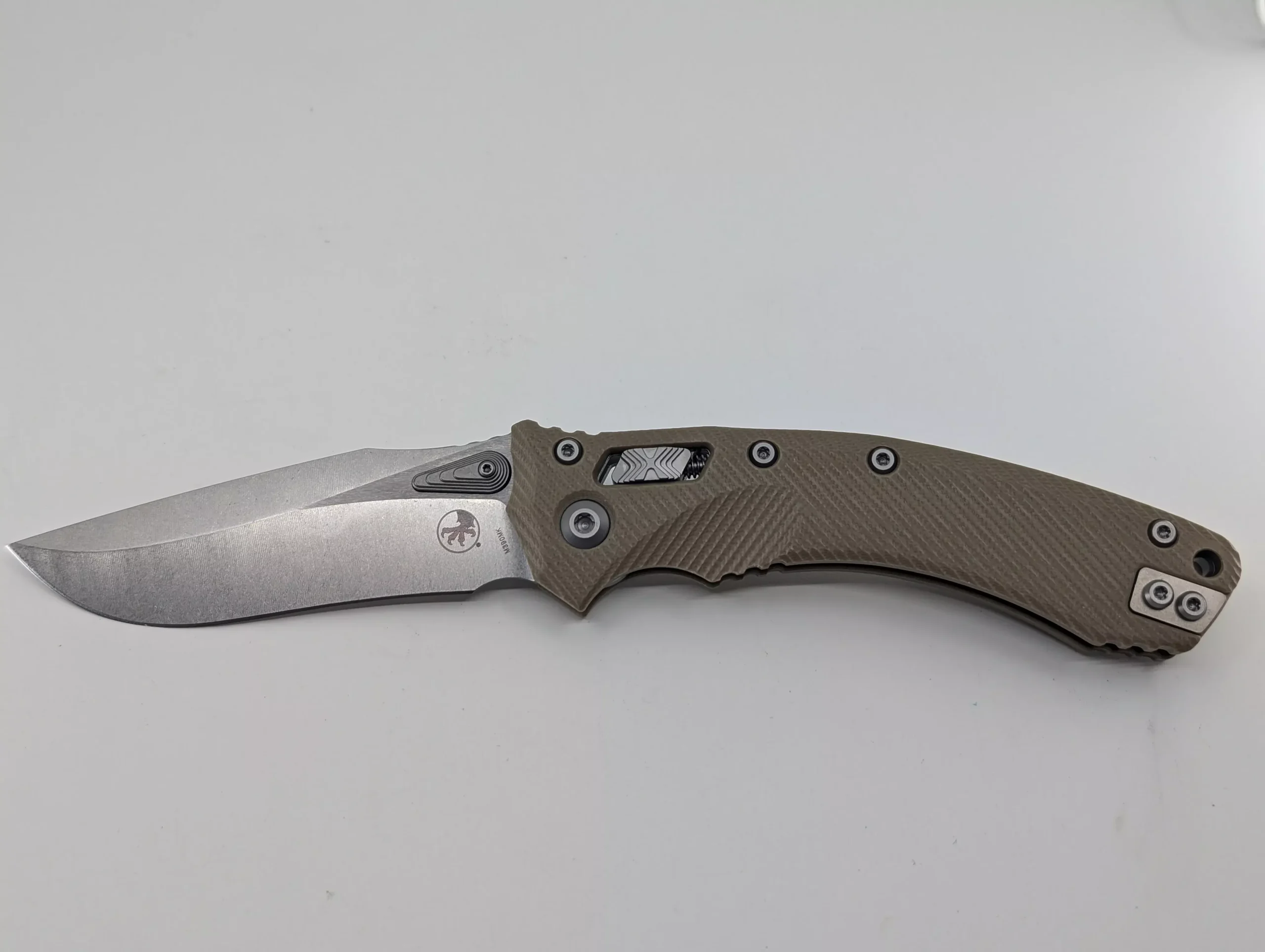 Microtech Amphibian Ram-Lok S/E Fluted G10 Tan Stonewash Folding Knife