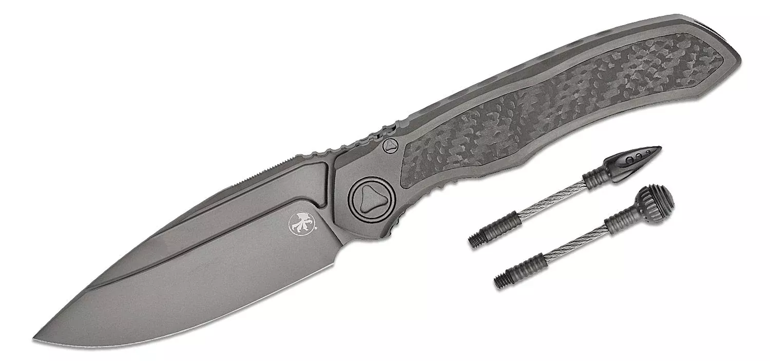 Microtech Anax Single Edge Titanium Handle DLC Standard CF Inlay Folding Knife