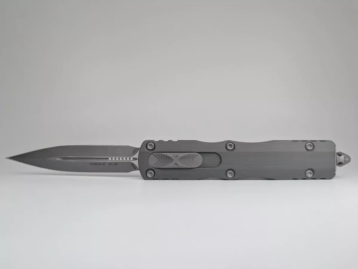 Microtech Dirac Double Edge Natural Clear Apocalyptic Out the Front Knife