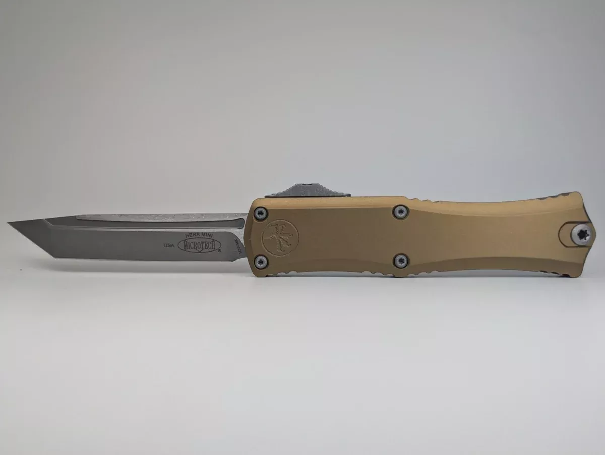 Microtech Hera II Mini Tanto Tan Apocalyptic Out the Front Knife