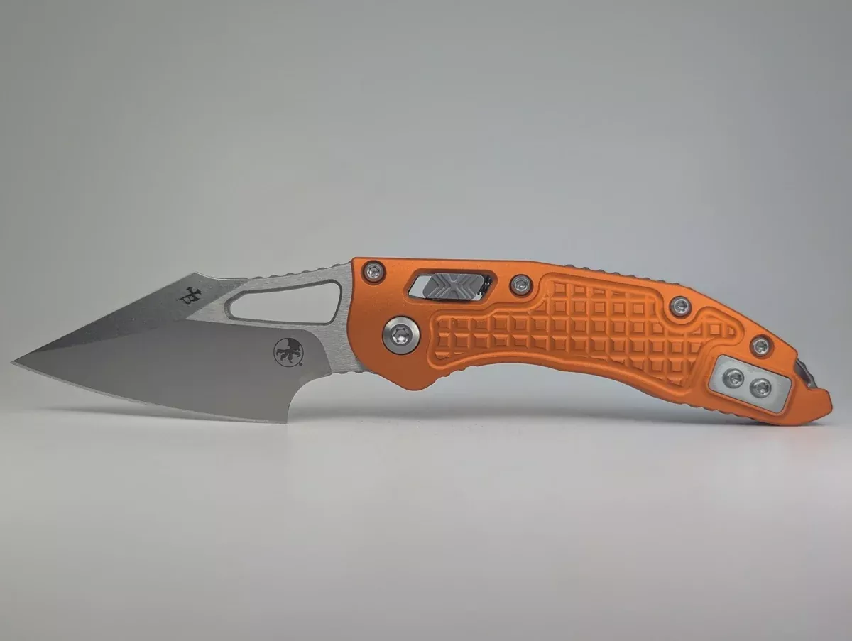 Microtech M-Stitch RAM-LOK Single Edge Frag Orange Stonewash Folding Knife