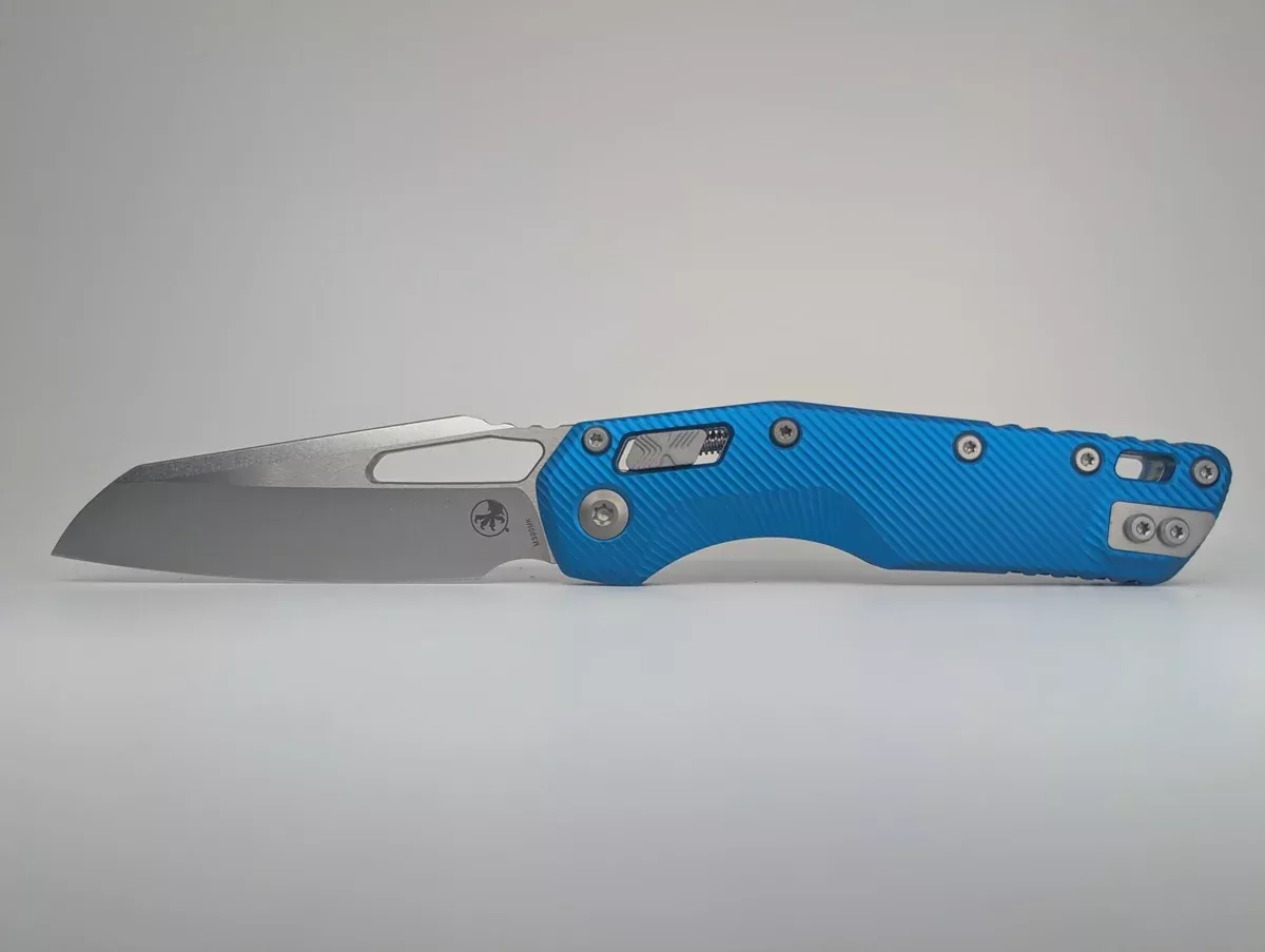 Microtech MSI S/E Fluted Aluminum Blue Apocalyptic Folding Knife