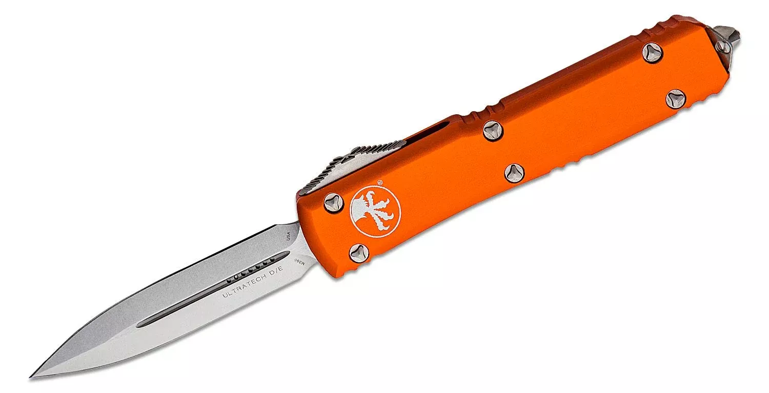 Microtech Ultratech D/E Orange Stonewash Standard Out the Front Knife